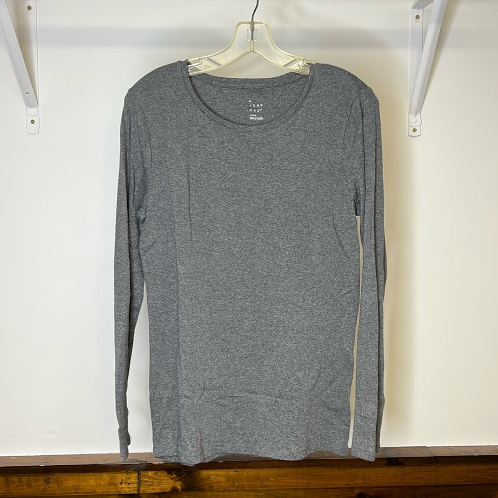 A New Day Gray Stretchy Long Sleeve Layering Top- L